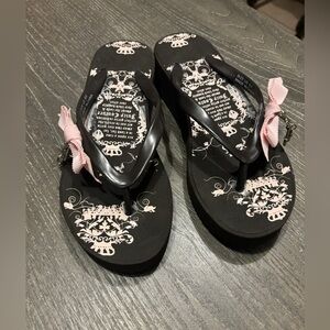 Juicy Couture Platform slip on sandals brown and pink
